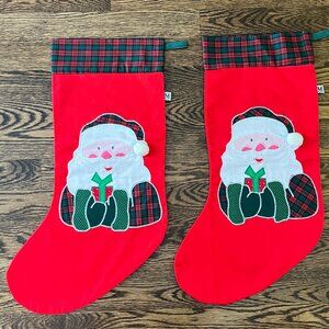 NWT Fabric Santa Stocking Set